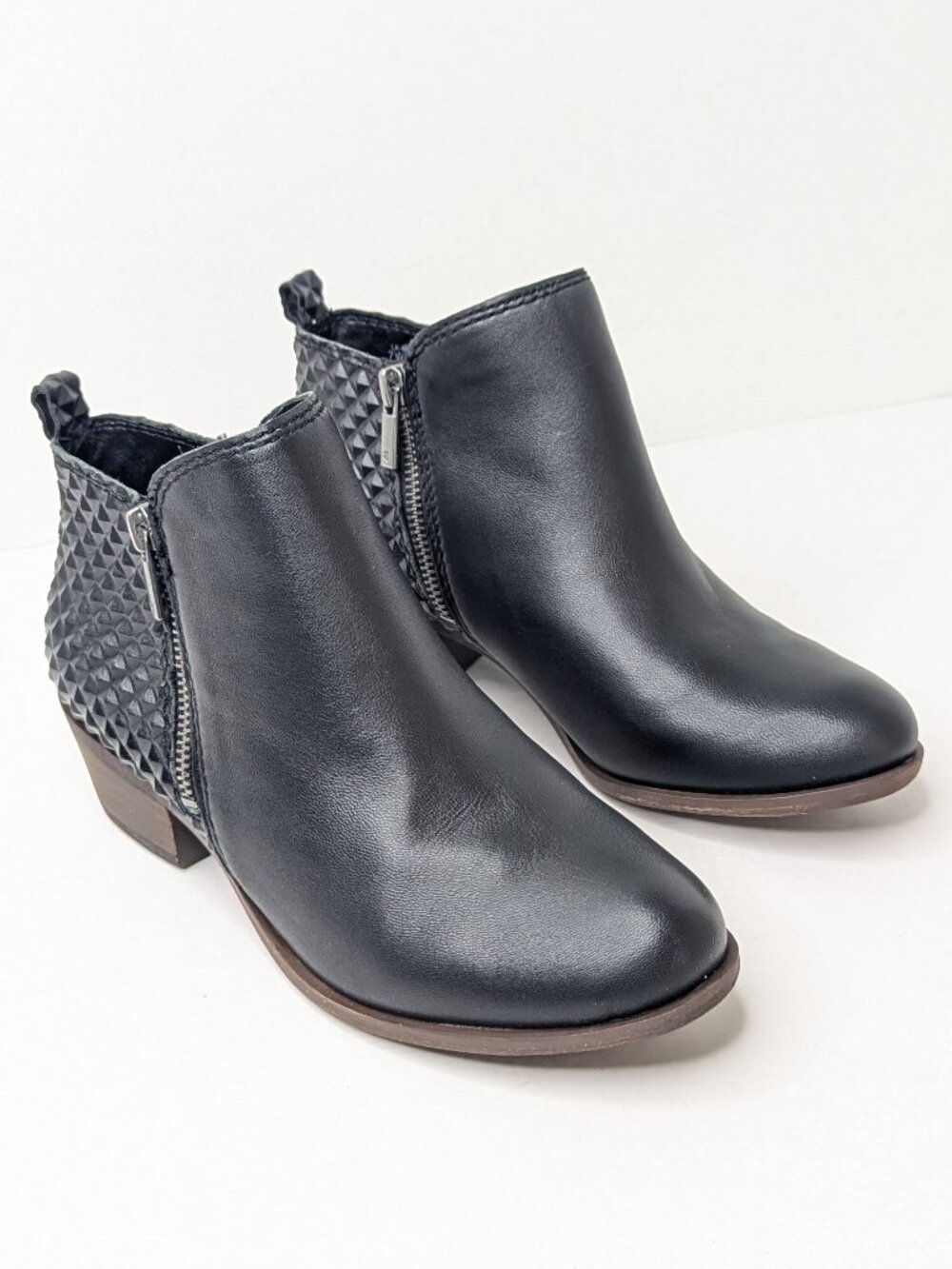 Lucky Brand Basel Ankle Booties Black Leather Womens 7 Wide
